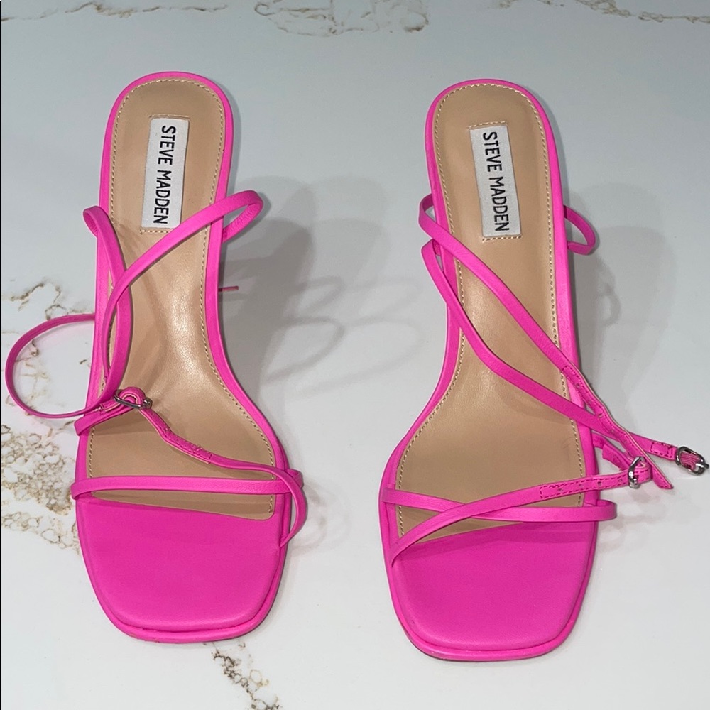 Steve Madden Zarya Women's Pink Strappy Heeled Sandals | 9